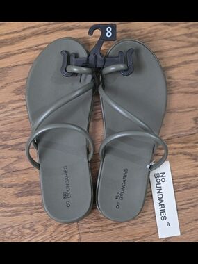 No Boundaries Olive Green Minimalist Strappy Slide Sandals - Women